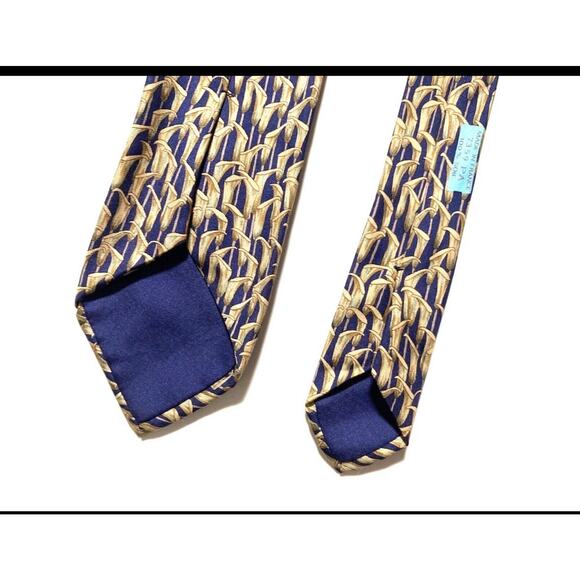 HERMES VINTAGE JACK IN THE PULPIT FLOWER TIE PLANT NATURE HIGH END FRANCE BLUE - Picture 3 of 12